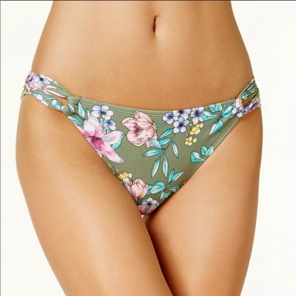 🔥HULA HONEY🔥2-Piece Swimsuit Olive Tropic Floral Push Up Bikini Small NWT - Picture 4 of 6